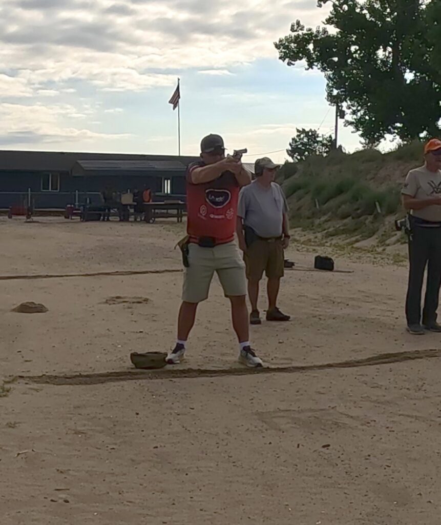 Shooting the Spohr Club in action pistol competition.
