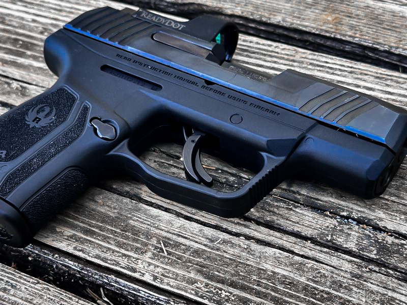 Ruger MAX-9 with ReadyDot optic, on wooden surface