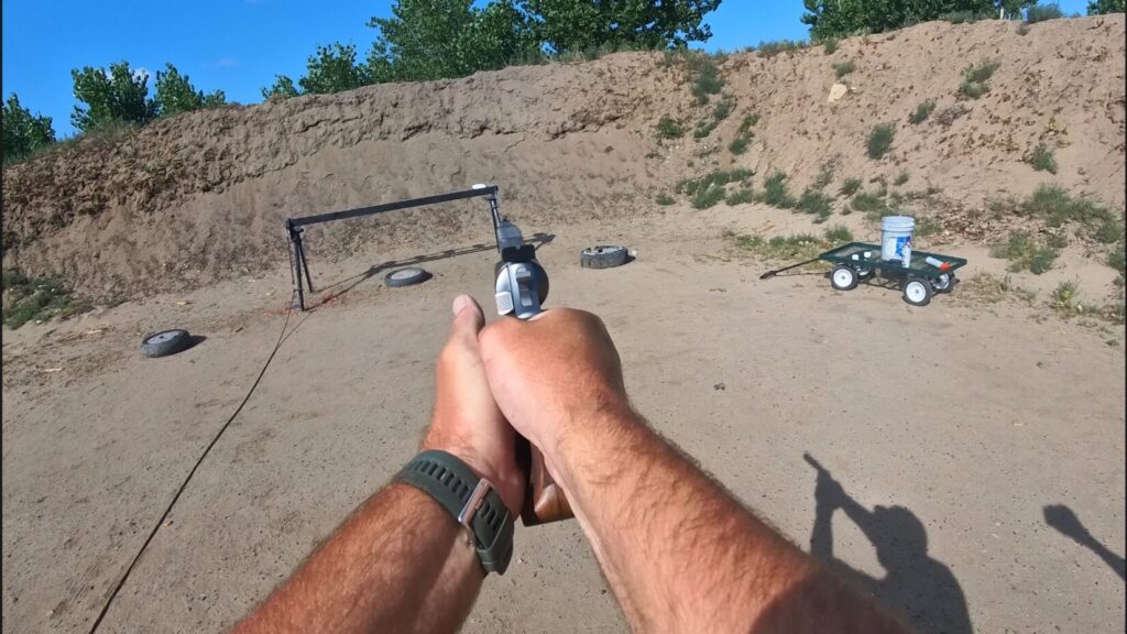 Spohr Club Revolver running the plate rack in action pistol.