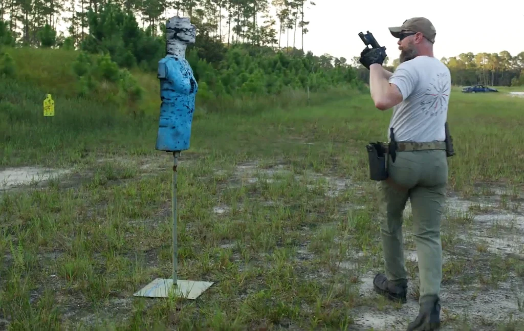 Rich graham performing Muzzle discipline drill with dummies