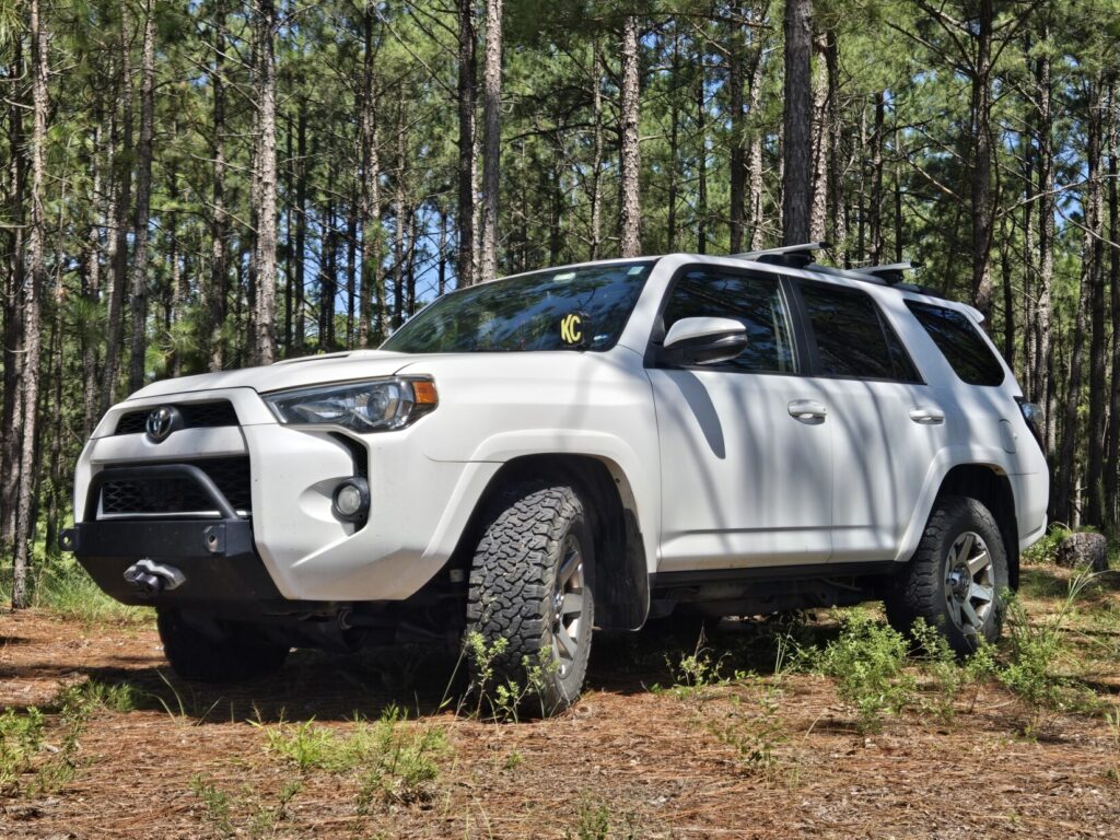 The author's Toyota 4Runner in the woods of North Carolina.