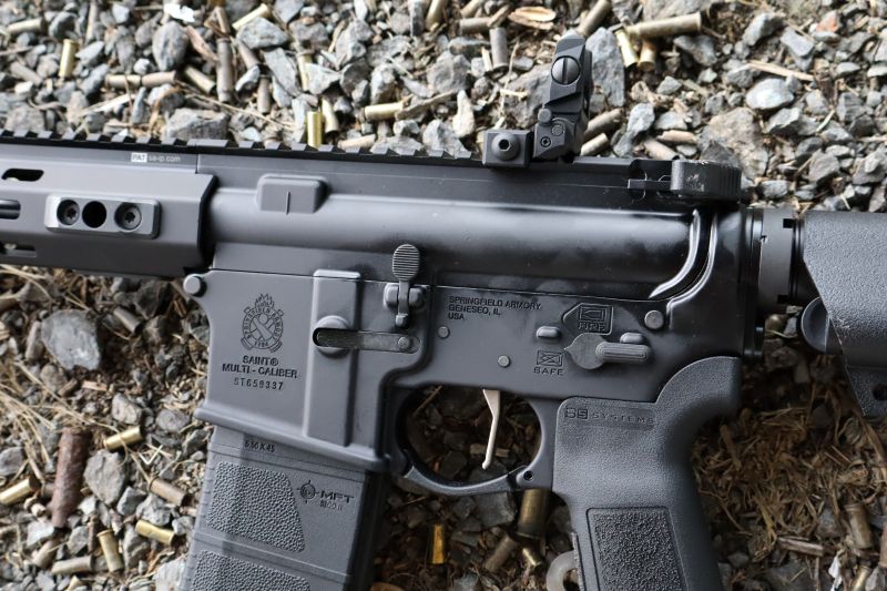closeup of the springfield saint victor's trigger and safety