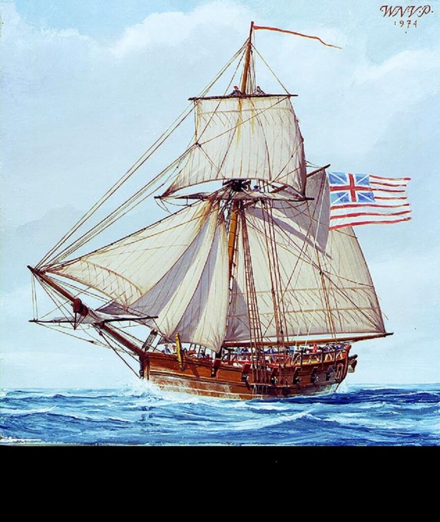 Continental Sloop Providence (1775-1779) Painting in oils by W. Nowland Van Powell