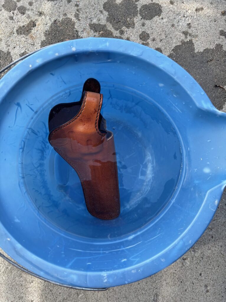 Holster submerged to wet form.