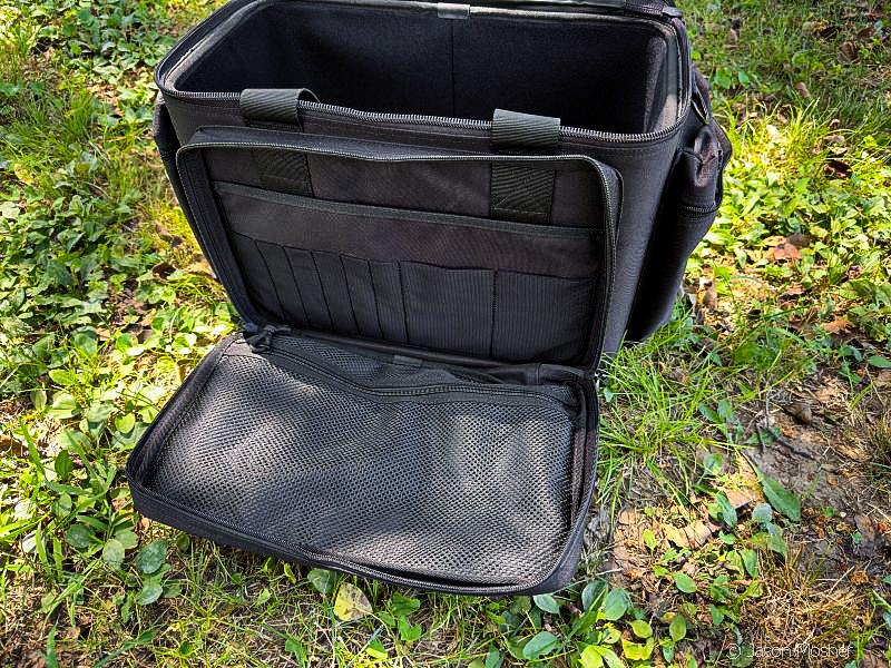 The front compartment opens on the Patrol Bag, showing the organizing pockets on the inside.