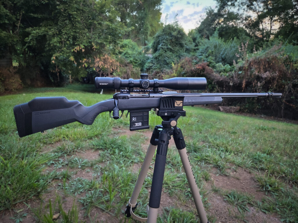 Vortex Diamondback Tactical scope atop a Savage 110 Tactical bolt gun in .308 Winchester.