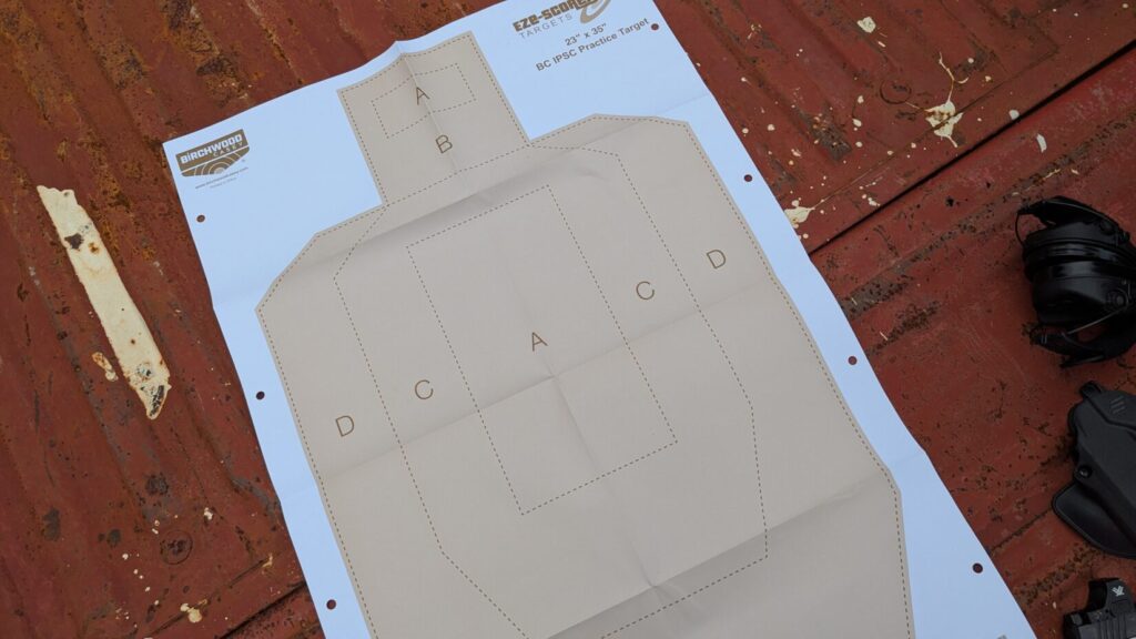 USPSA PAPER TARGET ON RUSTY RED truckbed