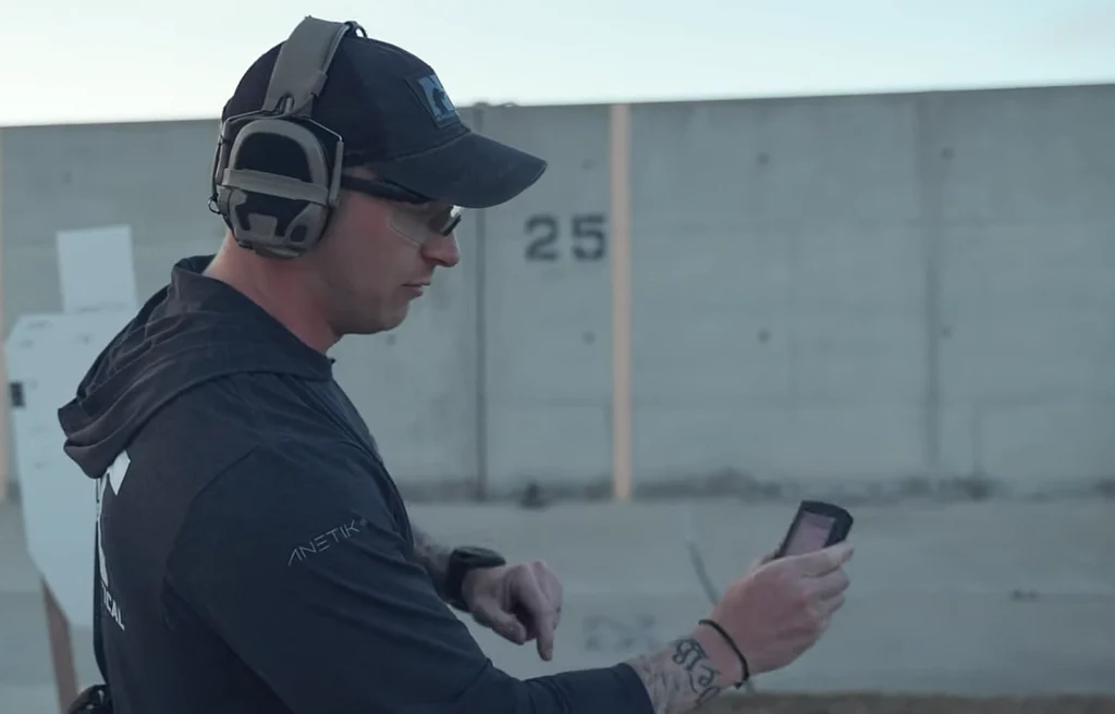 Rick Crawley showing how to use the timer for his command drill