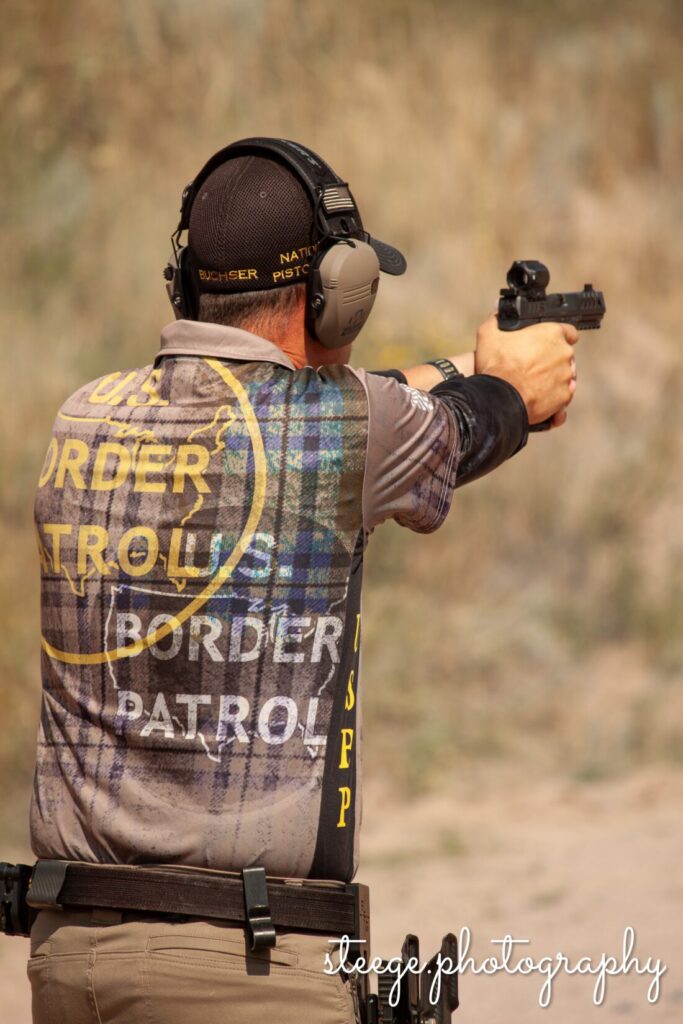 US Border Patrol competitor running a Walther in production optics division.