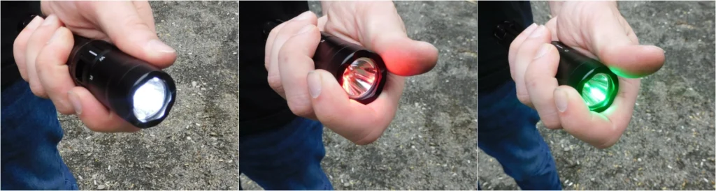 Colored flashlight beams