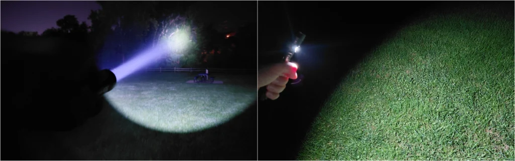 Flashlight beams at night