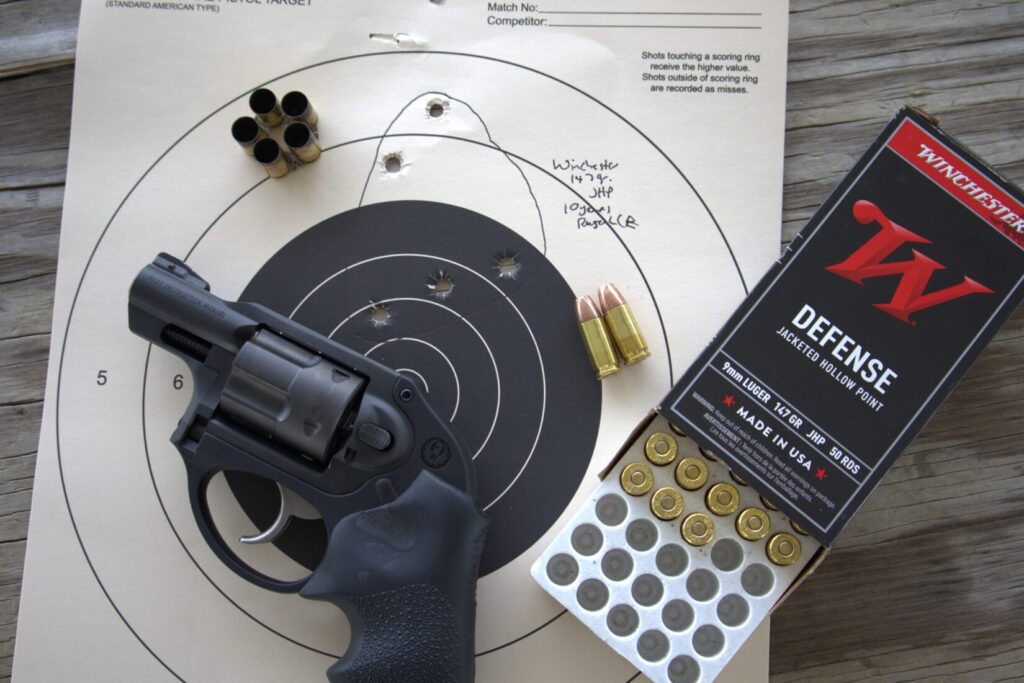 ruger lcr accuracy with paper target and box of ammunition