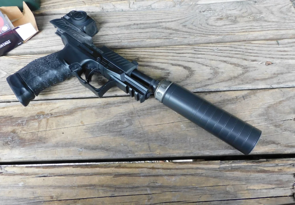 SilencerCo Spectre 9 suppressor on a Walther PPQ pistol
