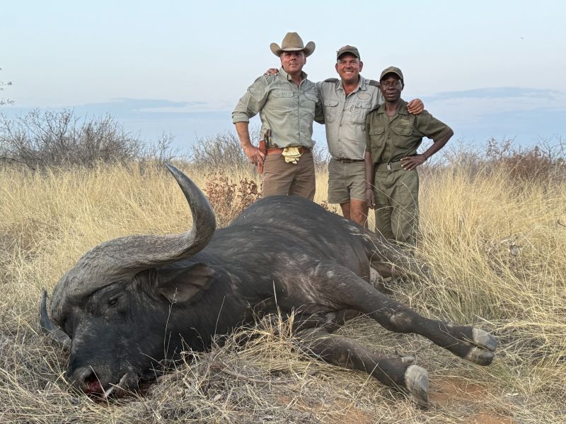 Ample practice, an accurate revolver, quality ammunition and a little bit of luck are all that's needed to put dangerous game in the salt. None of this is possible without the help of a good safari crew like these guys with Quagga Safaris. 