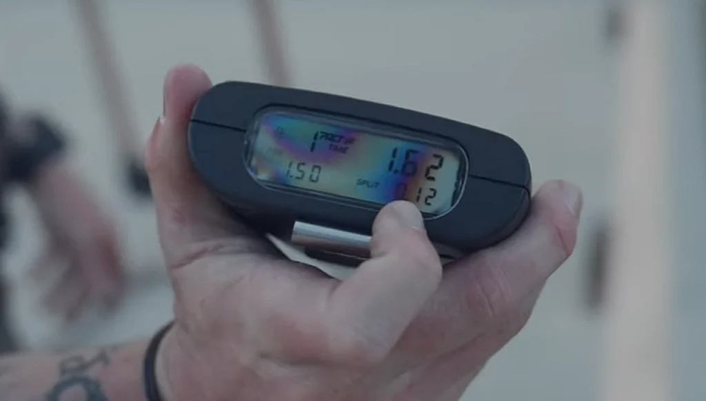A shot timer displaying a time of 1.62 seconds