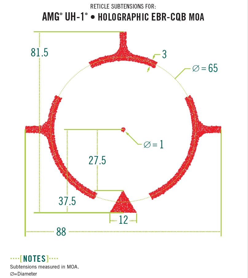 Vortex UH-1 reticle subtensions