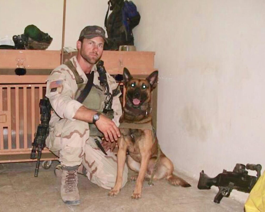 pictured is Dutch Chris Moyer with SOF K9 Valco prior to a combat mission in Iraq