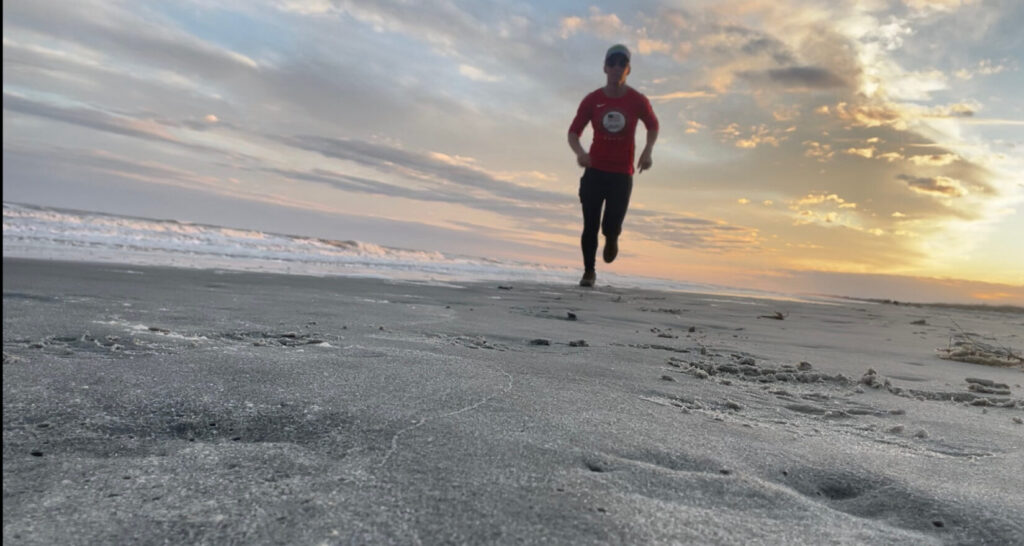 woman running on a beach