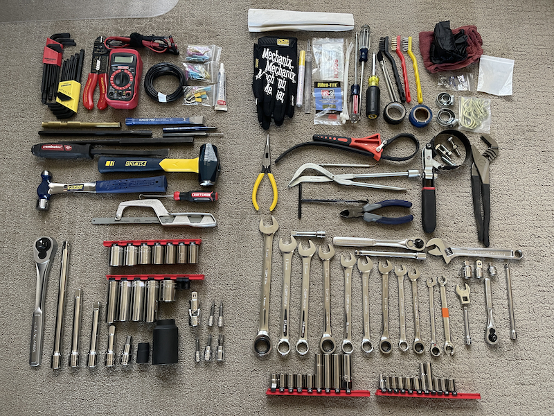 Off-grid preparedness toolkit laided out