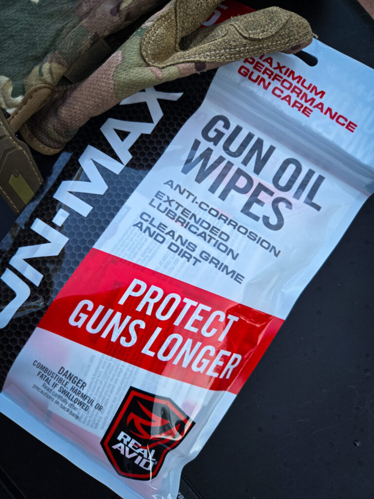 a pack of unused gun oil wipes 