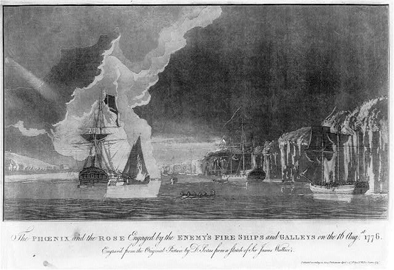 reproduction of the Phoenix and the Rose battle of Revolutionary War