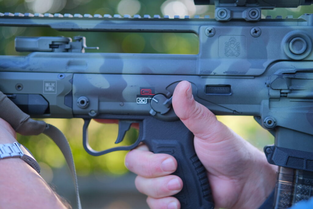 The Lunartech Designs grip module in use showing improved hand position.