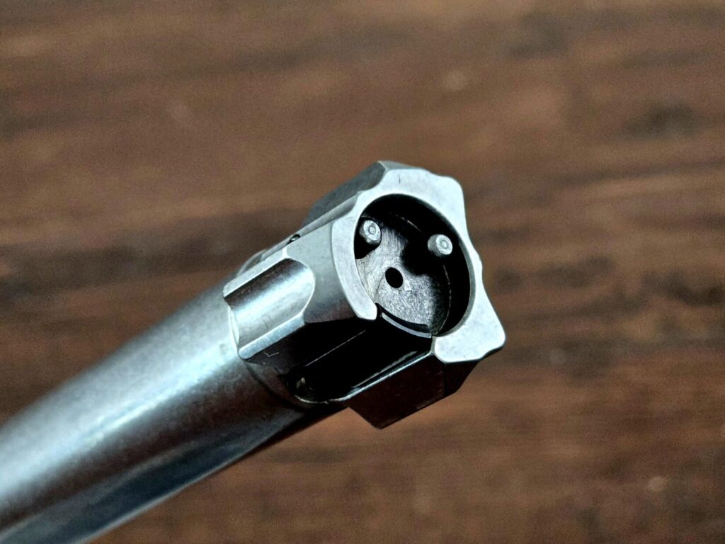 Closeup photo of a bolt action rifle bolt