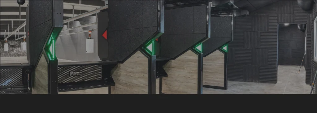 View of shooting lanes at Grounds & Rounds Range