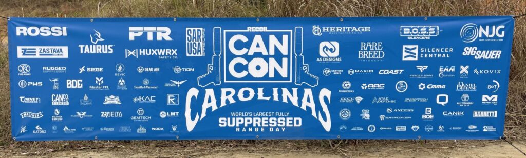 pictured is a banner from CANCON Carolina 2025 with all the companies listed to come out and try their products before you buy it