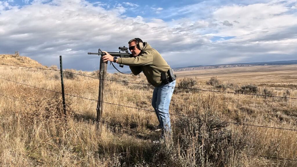 Field shooting with the Retro AR-15 with Brownells scope.