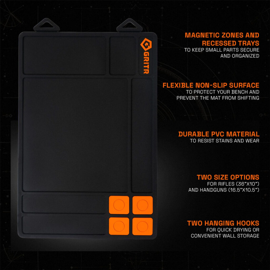 GRITR Magnetic Cleaning Mat list of features.