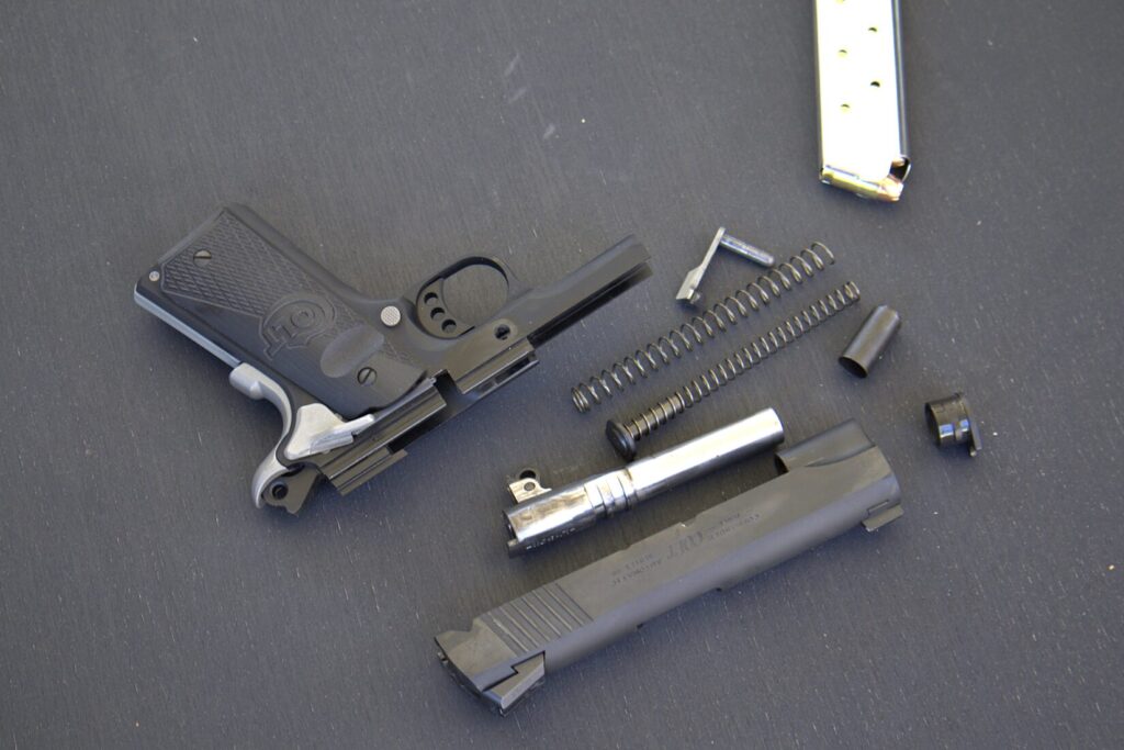 The Colt Night Commander in its field stripped state.