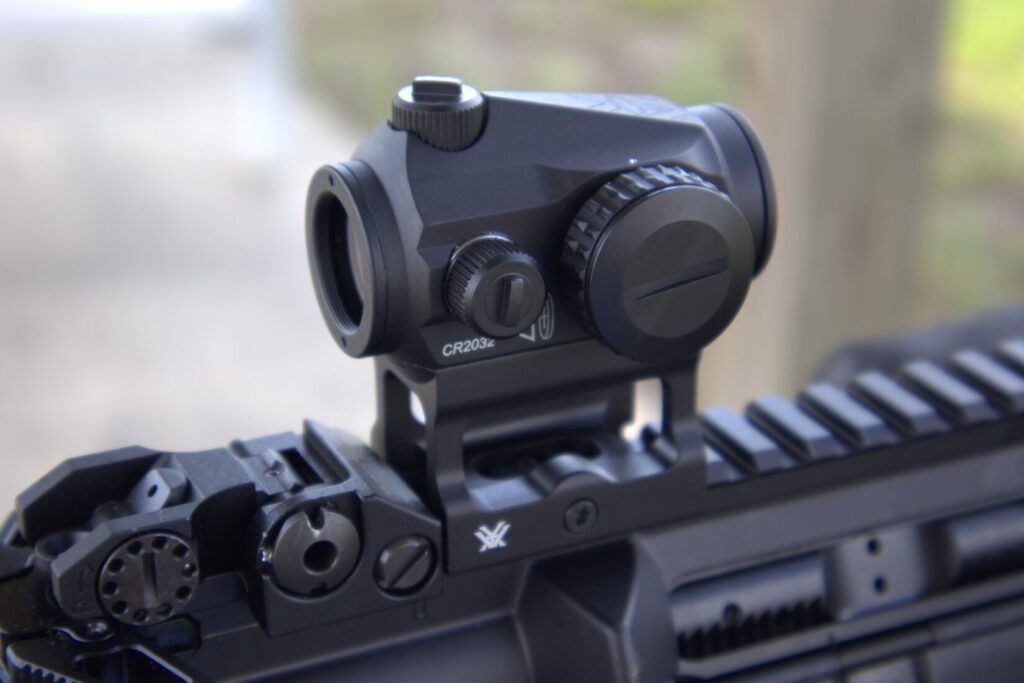 vortex crossfire red dot optic mounted to an AR-15