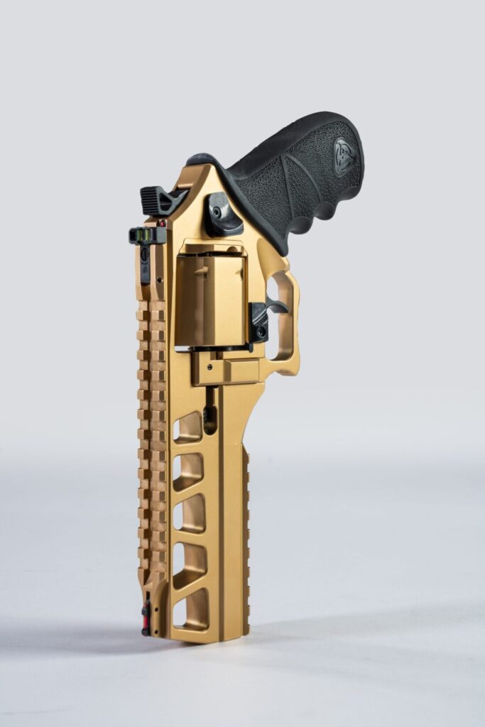 Chiappa Rhino 60DS L-Frame 44 Magnum in Gold PVD finish.
