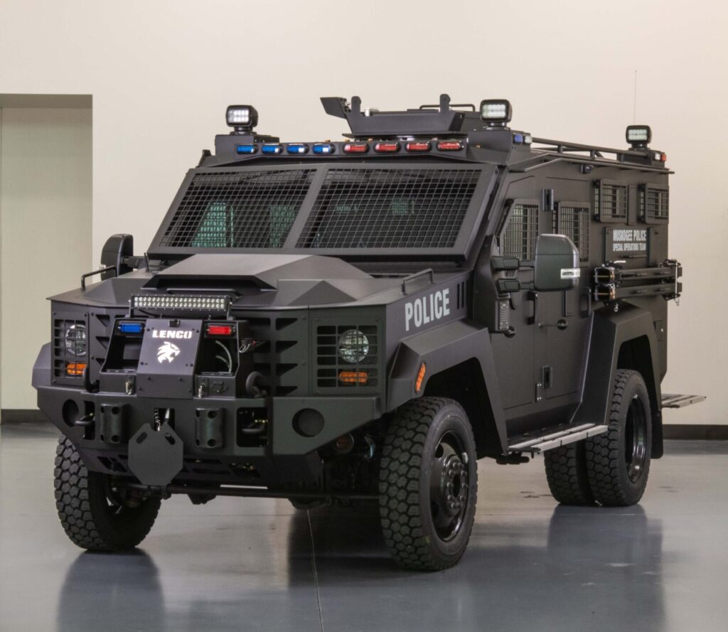 Black Lenco BearCat armored vehicle