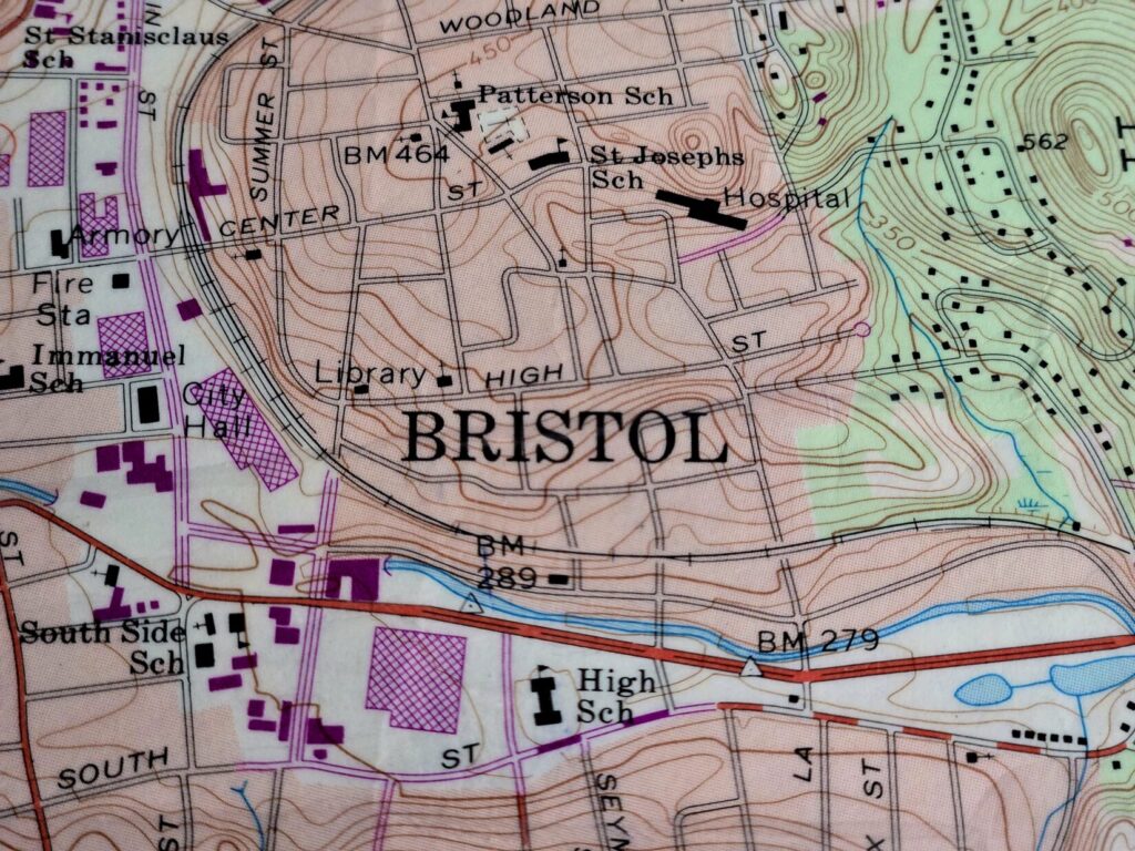 A USGS map of Bristol, CT