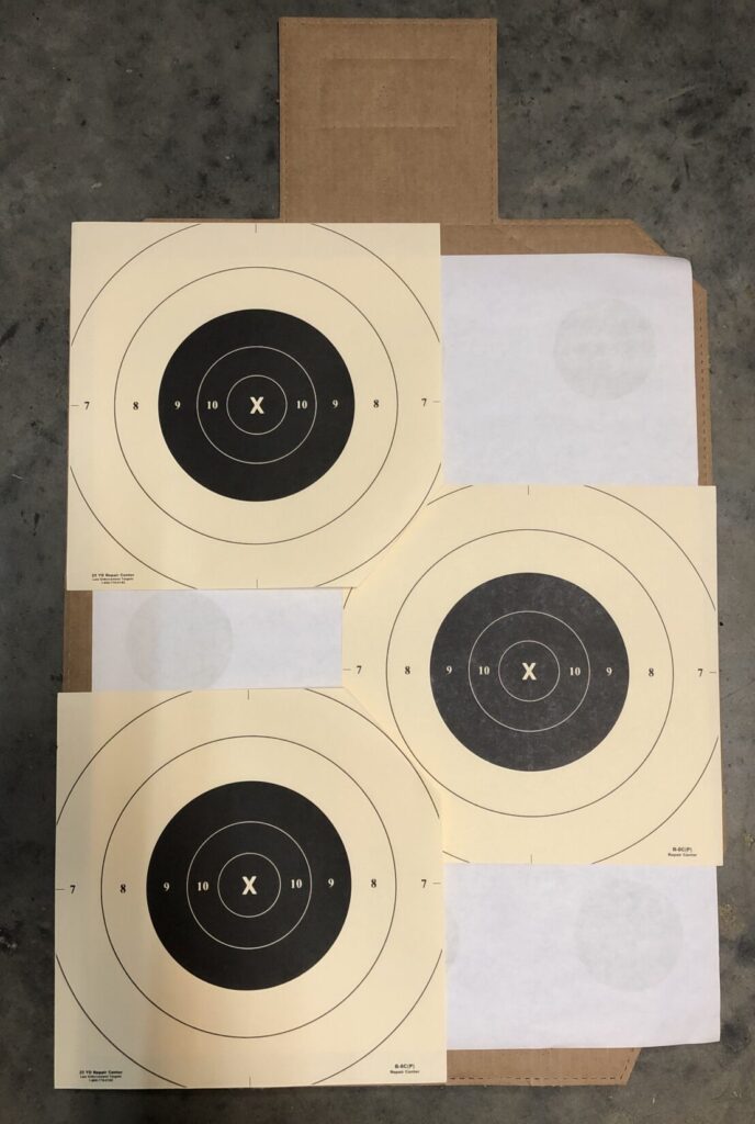 pictured is 3 B8 bull targets ready for the 25 meter slow, timed and rapid course of fire