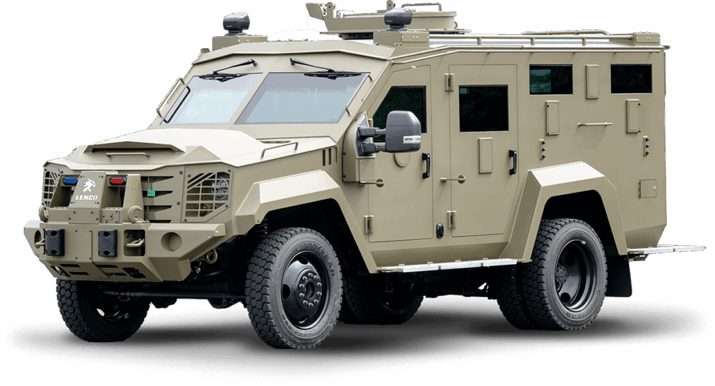 Tan Lenco BearCat armored vehicle