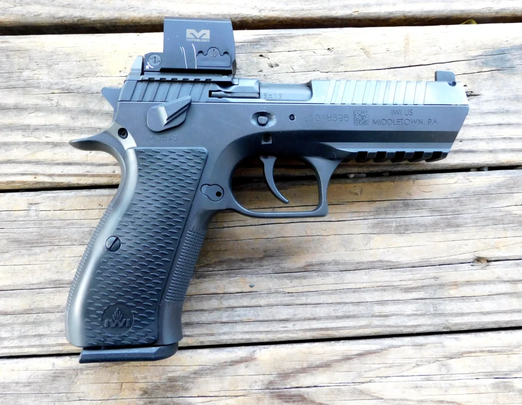 IWI Jericho 941 pistol with a red dot optic