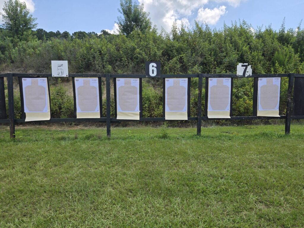 6 targets positioned down range