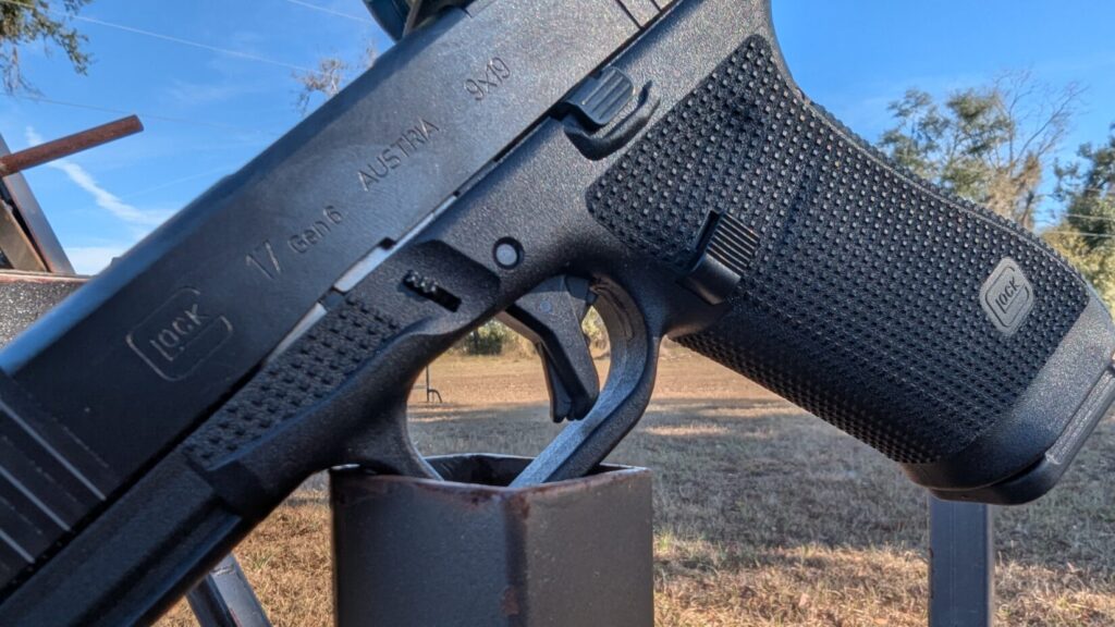 Extreme close-up of the trigger guard