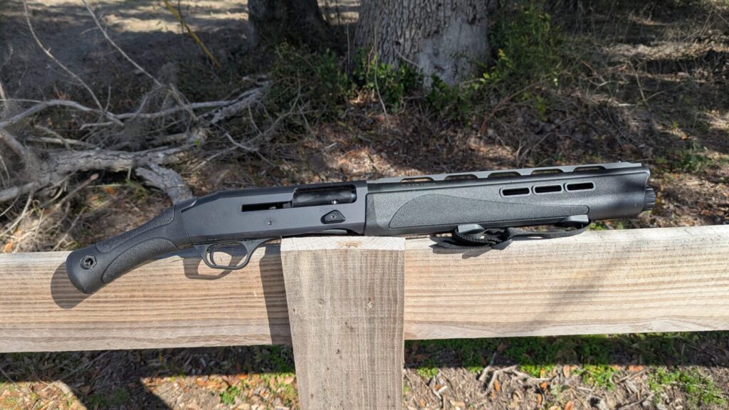 Perspective shot of the IWI Mafteah from the front, showing the vented handguard and muzzle device.