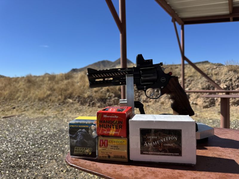 Ammunition from Buffalo Bore, Hornady, and Lost River Ammunition Company all shot exceptionally well in the Korth NXR topped with Trijicon's RMR red dot sight.