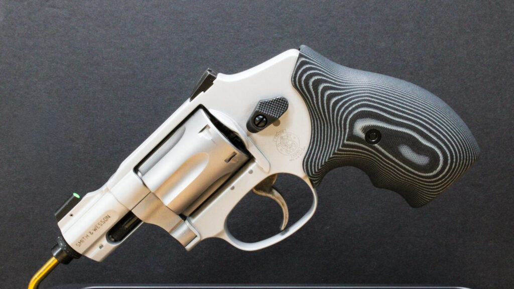 Close up of the Smith & Wesson 632 with black background.