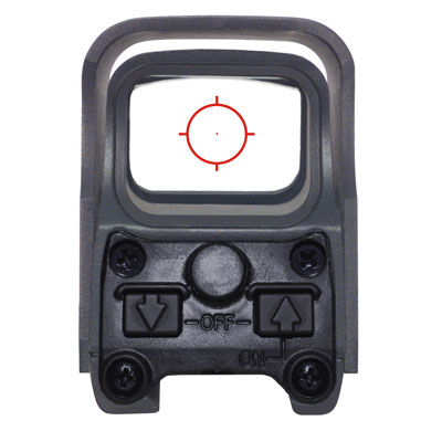 Rear view of an EOTECH optic with circle and dot reticle