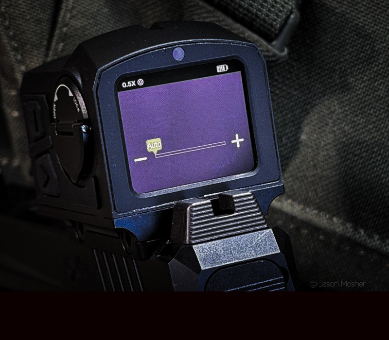 A screen on a thermal optic, showing the brightness settings