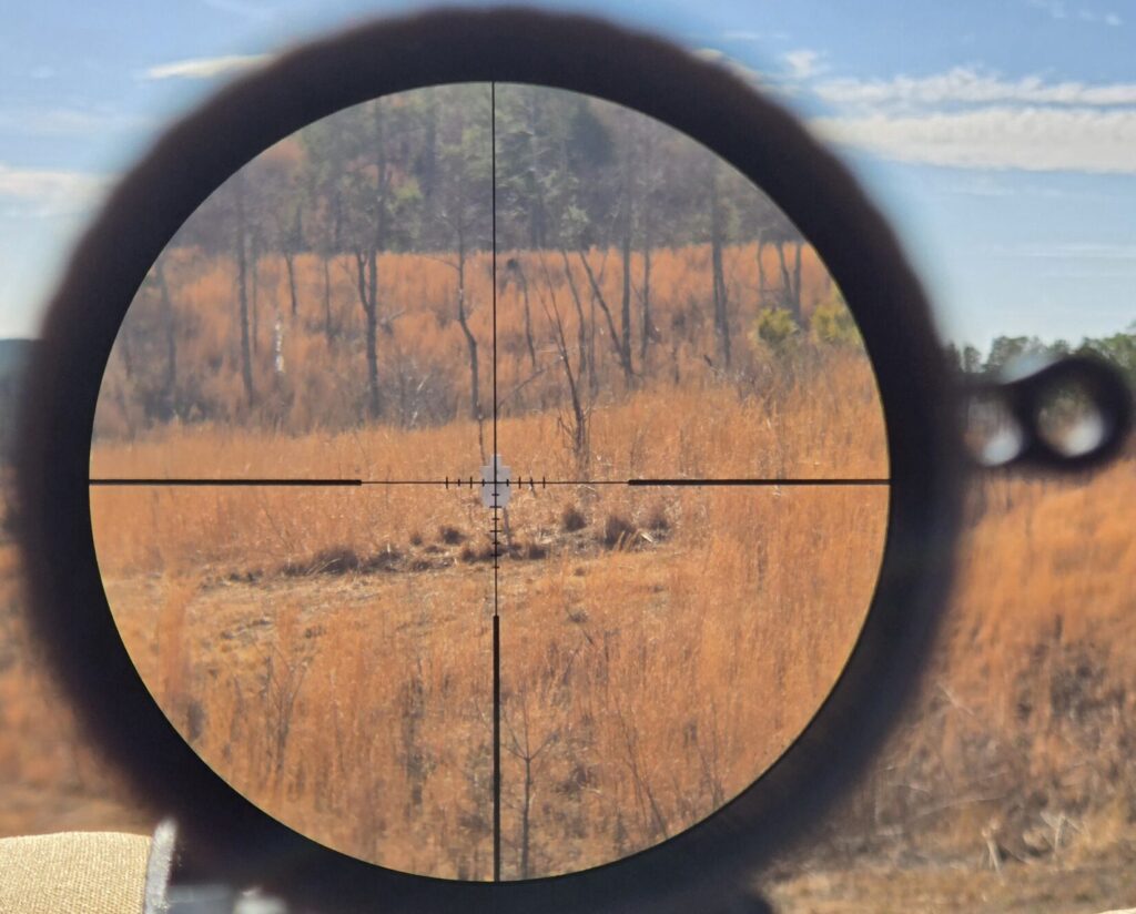 A steel target as seen through a LPVO optic