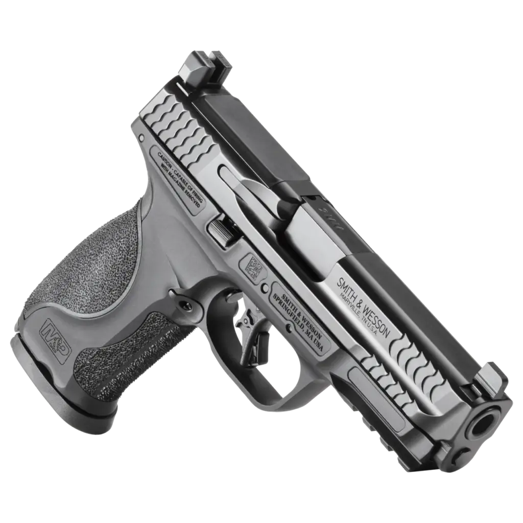 Smith and Wesson M&P pistol on a white background.