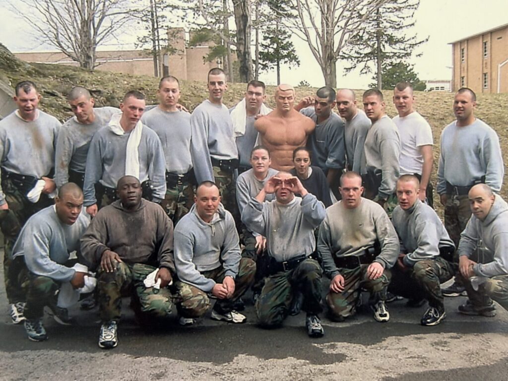 Half of a New York State Park Police academy class after learning how to fight through being pepper sprayed