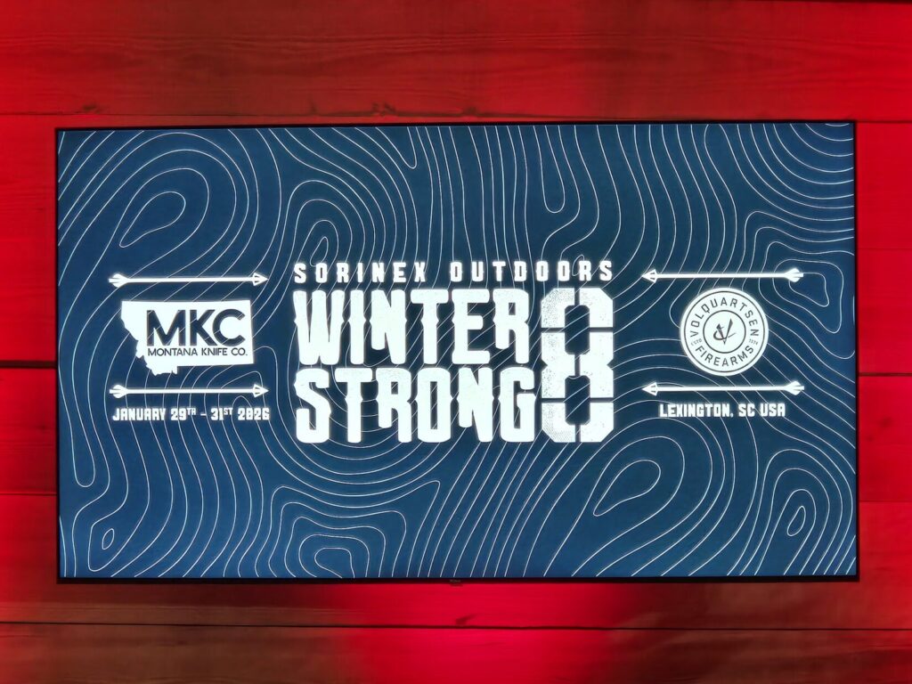 A television screen displaying the winterstrong 8 logo